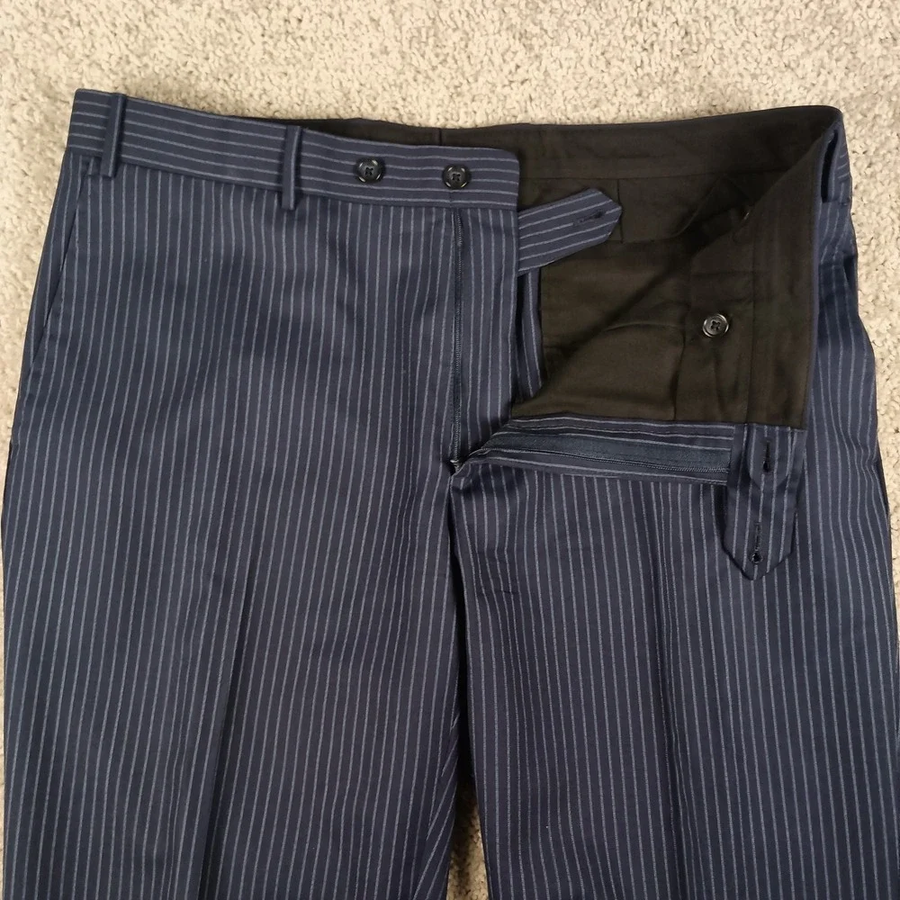 CORNELIANI Mantua Suit Super 130's 42R 36W Virgin Wool Navy Blue Pinstripe - Picture 13 of 16
